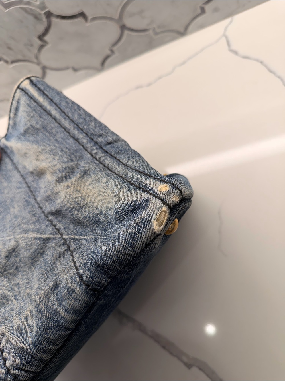 Prada Denim Tote in Washed Blue - Picture 6 of 14